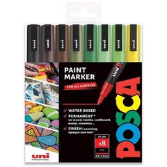 PC-3M Paint Marker Art Pens – 0.9-1.3mm – Earth Tones Set of 8 Pens in Gift Box
