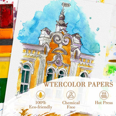 100PCS 5X7 Watercolor Paper Bulk, 140Lb/300G Cold Press Thick Water Color Paper