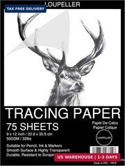 LOUPELLER 9″ x 12″ Tracing Paper Pad – 75 Sheets of 32lb 50g – Wrinkle Free High