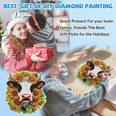 Bowetile Hanging Diamond Art Cow Kits for Adults, 5D Special Shape small,