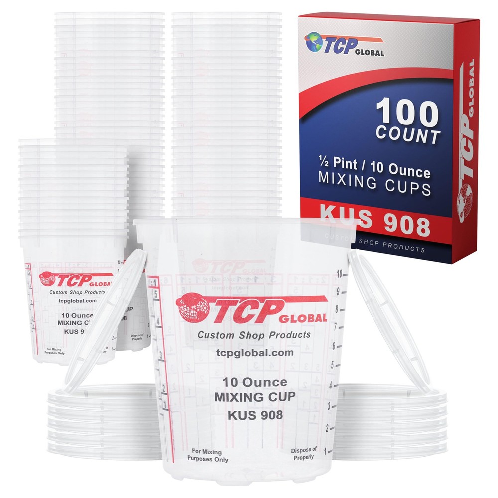 Custom Shop Paint Mixing Cups, 112 Piece Set, Cups – Box of 100 + 12 Lids