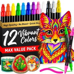 ARTISTRO 24 Precision Dual-Tip Acrylic Paint Markers – Paint Pens Set with Dot &