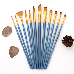 Comfortable Grip Paint Brush Set 12Pcs for Painting Gouache, Canvas Painting