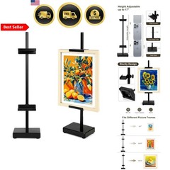 Adjustable Tabletop Easel Stand Picture Frame Holder Up to 17 Inches Black Iron