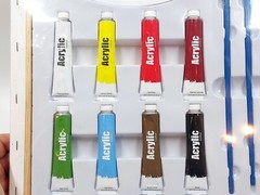Pennelli Acrylic Art Set 14″ x 18″ Canvas 8 Paint Colors 3 Paint Brushes Palette