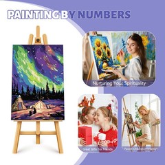 Framed Paint by Numbers Kit for Adults Beginner & Kids Ages 8-12, Aurora Landsca