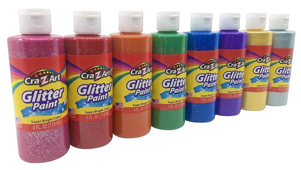 Washable Glitter Paint Bulk Pack 8ct, Assorted Colors 4oz each bottle