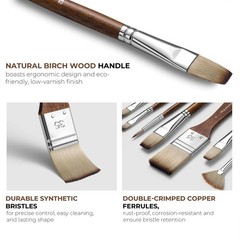 25pcs Paint Brush Set, Professional 9 Shapes with Wide Flat, Filbert, Fan, Da…