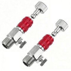 2Pcs 1/8 Air Brush Control Valve Quick Connect Adapter w/ Airflow Regulator Red