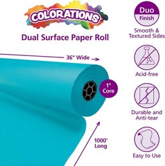 Colorations Arts and Crafts Paper Roll – 36″ x 1000′, Aqua, Dual Surface, Mar…