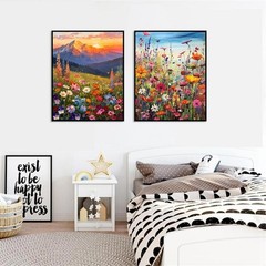 4PCS Flowers Paint by Numbers Kit for Adults Beginner, Wild Floral Adult Pain…
