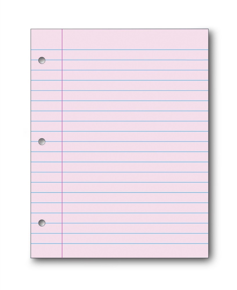 School Smart 3-Hole Punched Filler Paper, 8-1/2 x 11 x 11 Inches, Pink