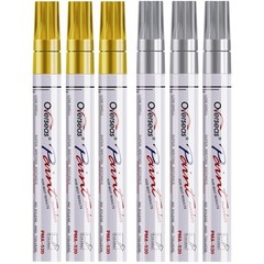 Gold and Silver Paint Pens – 6 Pack Oil Based Metallic Permanent Markers,
