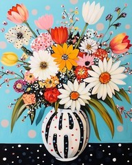 Abstract Flowers in Vase Oil Painting Paint by Number Kits 16 x 20 inch Canva…