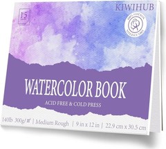 Watercolor Paper Pad, 9 x 12 in, 100% Cotton, 140lb Medium Rough Artist Paint…
