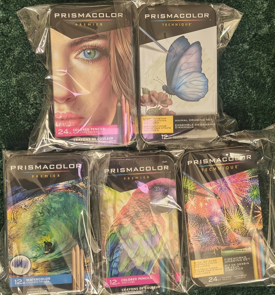 Lot of 5 Tins (84 Total) Prismacolor Premier/Technique Soft Core Colored Pencils