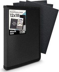Dunwell 12×18 Art Portfolio Binder with 12×18" w/ BLK Paper, Black