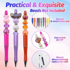 DIY Beadable Pen Kit Plastic 50pcs Refillable Office School Craft Supplies