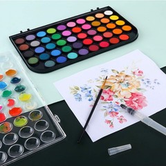 Non-Toxic 48 Color Watercolor Paint Set with Professional Brushes for All Ages