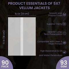 Translucent Vellum Jackets – 90-Pack for 5×7 Invitations & Wedding Accessories
