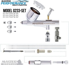 G233 Performance Pro Airbrush Kit with 3 Nozzle Sets 0.2, 0.3 & 0.5mm Needles…