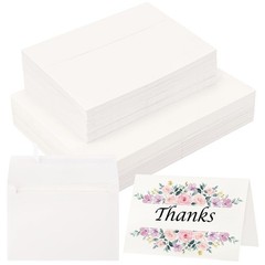 30 Sets Blank Watercolor Cards with Envelopes, 4 x 6 inches, white