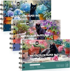 100% Cotton Watercolor Paper Pad 3 Pack 90 Sheets Cold Press 140lb/300gsm Spi…