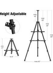 Art Painting Artist Easel Stand, Portable Tripod Adjustable Aluminum Metal