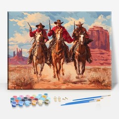 Wild WEST Cowboy Shootout Fantasy Framed Canvas DIY Paint by Numbers Kit Bar …
