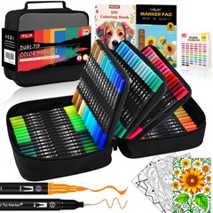 Dual Brush Marker Pens,128 Colors Art Markers Set with Fine & Brush Tip for K…