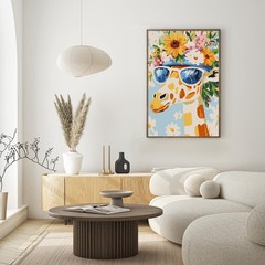 Framed Paint by Numbers Kit for Adults Beginner & Kids Ages 8-12, Animals Giraff