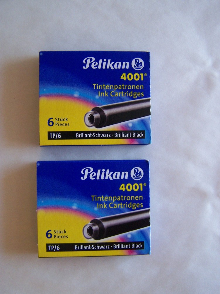 Pelikan Black Standard Ink Cartridge 4001 6pc. lot of 2