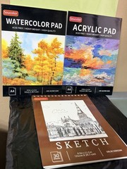 12 SHEET Watercolor Paper Pad, 30CT Sketch and 12 Sheet Acrylic pad 8.5X11.5″