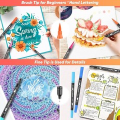 72 Colors Double Tip Brush Pens Art Markers, Artist Fine & Brush Coloring Mar…