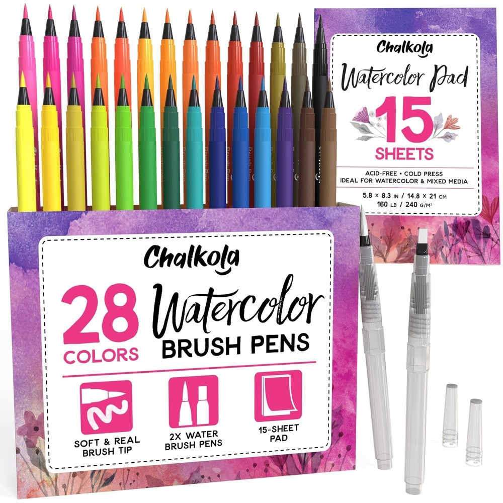 Watercolor Brush Pens For Lettering Coloring Calligraphy Set Of 28 Watercolor Pe