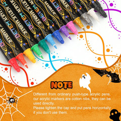 24 Colors Dual Tip Acrylic Paint Pens Markers, Premium Acrylic Paint Pens for Ha