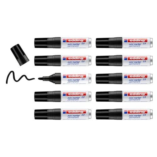 0.5 mini permanent marker – black – 10 marker pens – fine round nib 1 mm – wa…