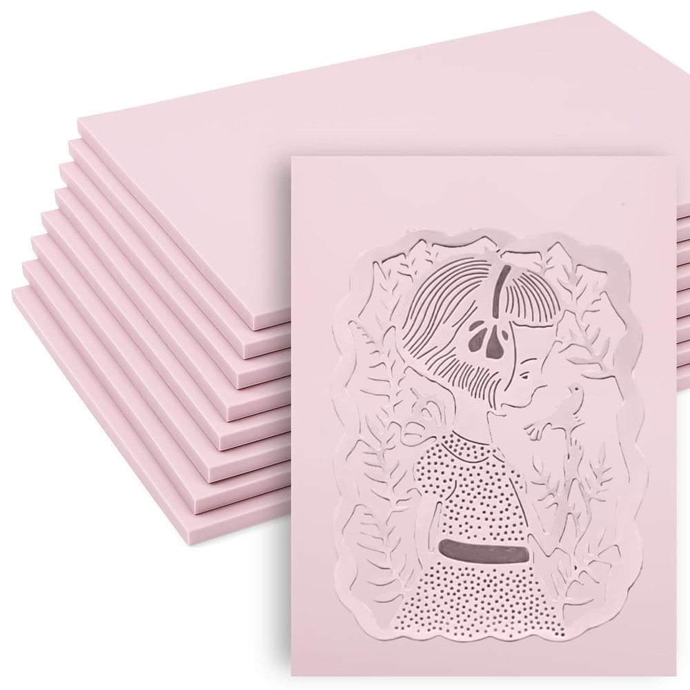 8 Pack 8×6 Pale Pink Linoleum Blocks for Printmaking, Rubber Stamp Carving Bl…