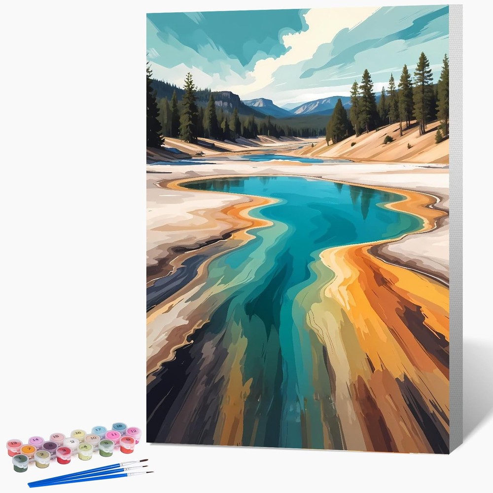 National Park Paint by Numbers Kit for Adults Beginner with Frame, Easy Landscap