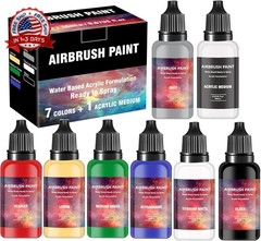 Airbrush Paint Set 7 Colors 20ml Acrylic Water-Based for Artists
