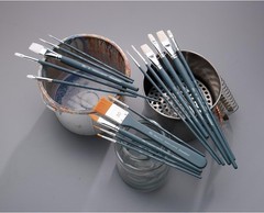 6 Pack Watercolour Brush Set Short Handle Round Flat Filbert Art Supplies