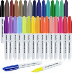Waterproof Fine Point Permanent Markers Set of 30 – Ideal for Paper & Glass