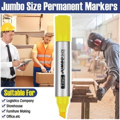 10 Pack Jumbo Permanent Markers – Large Chisel Tip, Quick Drying, Waterproof, Id