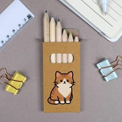 6 x ‘Grumpy Ginger Cat’ Short 85mm Pencils / Coloured Pencil Set (PE00098826)