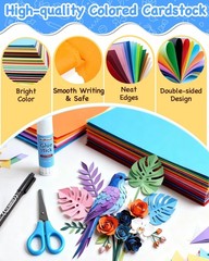 252 PCS 8.5×11 Inch Colored Cardstock 50 Assorted Colors 200gsm Thick Paper