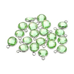 Crystal Birthstone Charm 9mm Dia August Pendant Drop Beads Light Green 20Pcs