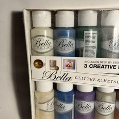 Bella Glitter Metallic Paint Lottery 12 Paints New 2fl Oz B30