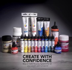 Daler-Rowney System3 Acrylic Ink Set / 3 Starter Colors Y,R,B w/ Painter Marker