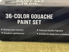 U.S. Art Supply 36 Color Set Gouche Paint in Large 18ml Tubes Color Mixing Wheel