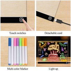 16″ LED Drawing Board for Kids – 7 Colors Light Acrylic Dry Erase Stand, 2 Modes